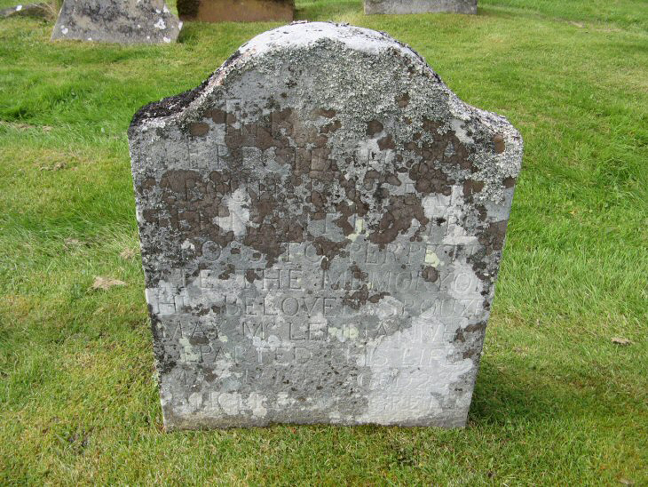 Photo of headstones/May McLennan died 1815 [1818] MI Applecross